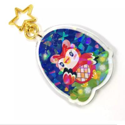 China Decoration Acrylic Key Chain Custom Design Cartoon Animation Star Character Flash Key Chain Key Chain Shape Size Acrylic Printing for sale