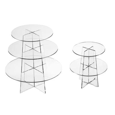 China Hot Selling Transparent Color Cake Acrylic 3 Layer Cake Stand For Dessert Or Cupcake for sale