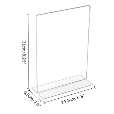 China Menu Signs T Shape Plexiglass Table Menu Display Stand A4 A5 Clear Acrylic Sign Holder 8.5x11 for sale