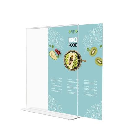 China Menu Signs High Quality Low Price Acrylic Straight A4 A5 A6 Double Sided Menu Sign Holder For Restaurants Hotels Weddings for sale