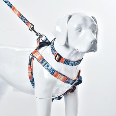 China Customized Wholesale Personalized Color Pattern Dog Harness Set 1.2M Pet Leash Set Bohemian Pattern Style Harness Collar Set for sale