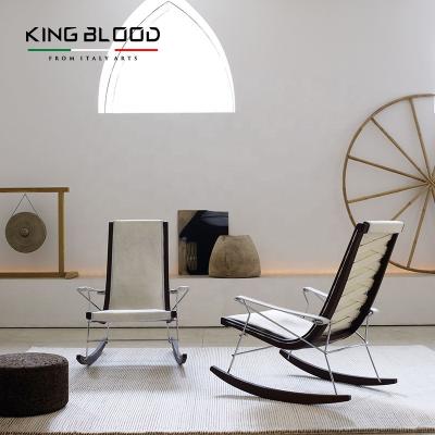 China High End Modern Genuine Wool Furniture Designer Rocking Wool Metal Stainless Steel Frame Chair for sale