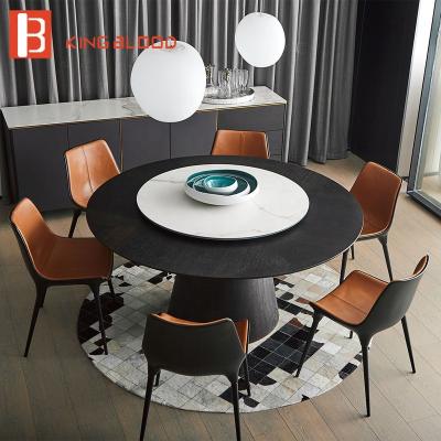 China Wooden luxury marble dining table and chair round dining table set wooden for sale