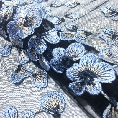 China China Factory Supply Embroidered Fabric Breathable Tulle Mesh Fabric 3D Embroidery Mesh Fabric for sale