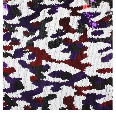 China Sustainable Wholesale Color Leopard Pattern Stylish Knitted Mutil Mesh Covered Sequin Embroidered Fabric for sale