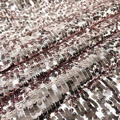 China Wholesale Viable All Over Reversible Round 6mm Custom-Mermaid Polyester Tulle Mesh Sequins Embroidered Dress Fabric for sale