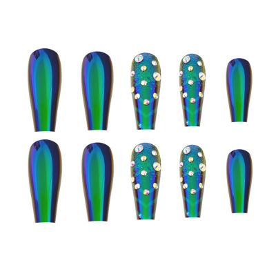 China Design drop shipping 2022 European and American super long symphony long style ballet manicure dark green super nail for sale