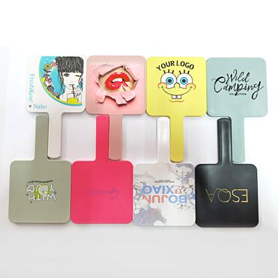 China Hot Sale 2022 Custom Travel Mirror Handle Non-specific Home Makeup Mirror Square LOGO Large Handheld Beauty Mirror for sale