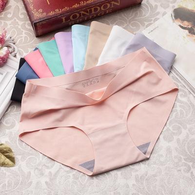 China Antibacterial Drop Shipping Custom Lace Comfortable Ice Silk Seamless Sexy Satin Woman Briefs Women's Underwear Women's Panties for sale