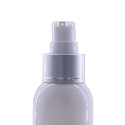 China Non Spill 24/410 Silver Metal Aluminum Matte Lotion Cream Spray Pump With Caps Cream Pump Cosmetic for sale