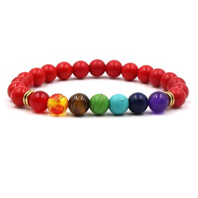 China Stretch Fit Most Newst 7 Chakra Bracelet, Lava Beads Reiki Buddha Prayer Yoga Bracelet For Women for sale