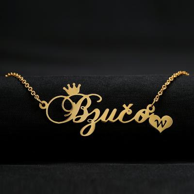 China Classic And Romantic Personalized Stainless Steel Custom Name Plated Necklace Women Gift For Her for sale