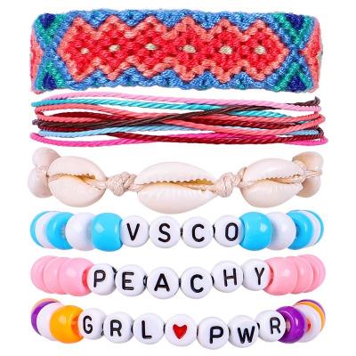 China Multicolor Beads Bracelet, Handmade Bohemian Wax BOHEMIA Rainbow Color Bracelet Alphabet Letter Set Line for sale