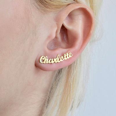 China Luxury Initial Earrings Stainless Steel Letter Name Earrings Personalized Name Asymmetry Earrings Stud for sale