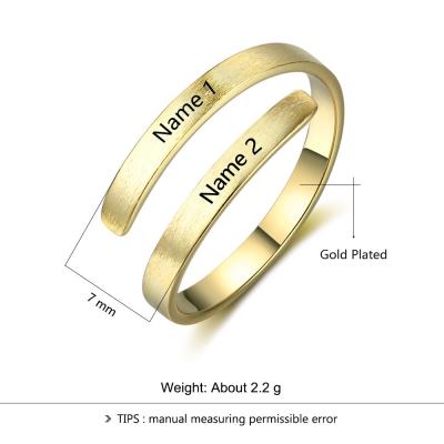 China BOHEMIA Personalized Custom Name Ring For Women Anniversary Fashion Gold Adjustable Jewelry for sale