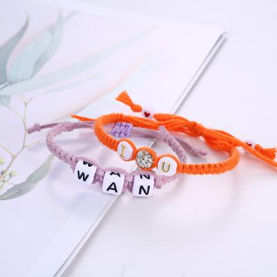 China Fashion lead free and nickel free wholesale weave beaded letter bracelet women charm bracelets for sale