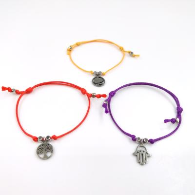 China CLASSIC custom woven bracelet waxed wire stainless steel treen palm charm bracelet for sale