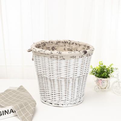 China High Quality Handmade Wholesale Environmental Hot Sale Laundry Basket Large White Wicker Woven Storage Round Basket for sale