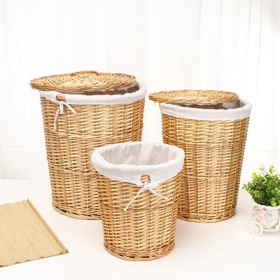 China Best Selling Viable Woven Wicker Laundry Baskets Home and Hotel Storage Wicker Baskets with Toy Handles and Liner for sale