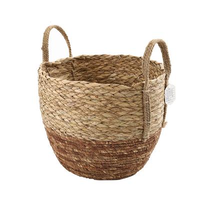 China Household Environmental High Quality Cattail Woven Storage Basket For Clothes Storage Dirty Laundry Basket for sale