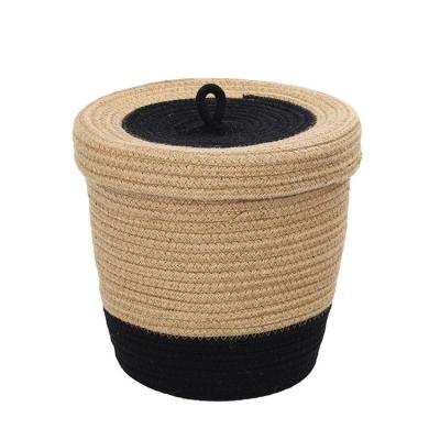 China Viable Cotton Clothes Bedroom Home Storage Solid Color Debris Splicing Dirty Splicing Dirty Laundry Hamper for sale