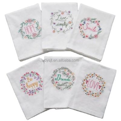 China Compressed White Embroidered Stain Cotton Kitchen Towel Wine Cup Scrub Household Cloth Towel for sale