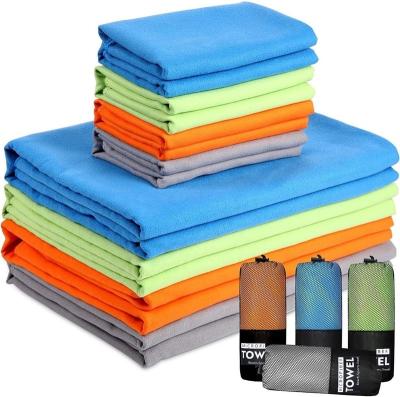 China Double Faced Portable Sweat Absorbent Towel QUICK DRY Fitness Quick Dry Velor Microfiber Travel Yoga Swimming Towel for sale