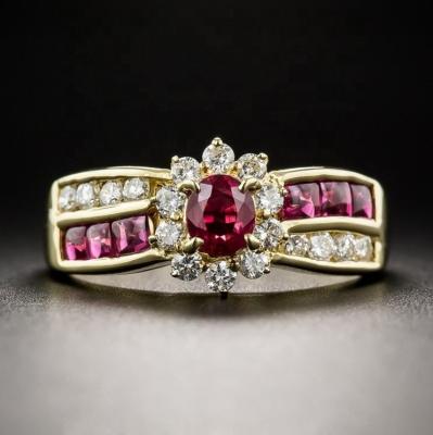 China Fashion India AC039413 AngryCat Ring 925 Sterling Silver Ruby Stones Ring for Women Vintage Engagement Crystal Zircon Luxury Party Jewelry for sale