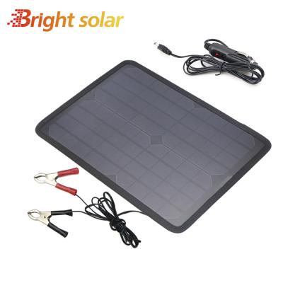 China Charge for 12V Bright Solar Car 18V 12V 10W Solar Panel Battery Charger Defender Defender Pack with Cigarette Lighter Plug for sale