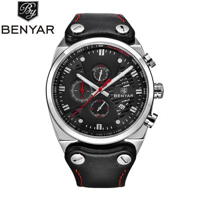 China BENYAR High Quality Waterproof Outdoor Good Chronograph Genuine Leather Strap Men Branded Watch 5110 for sale