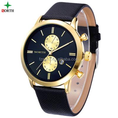 China Luxury NORTH Automatic Date Quartz Watches NW005 Leather Strap Men's Watch 30M Waterproof Male Genuine for sale