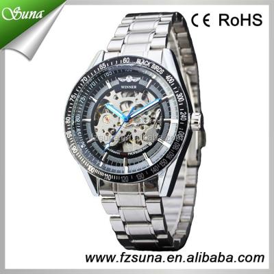 China Non-Specific Promotional Price Mens Stainless Steel Strap Man Clock Winner Automatic Mechanical for sale