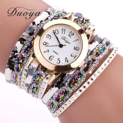 China Non-specific Brand Duoya Fashion Rhinestone Watch Braided Colorful New Design Women Watch for sale