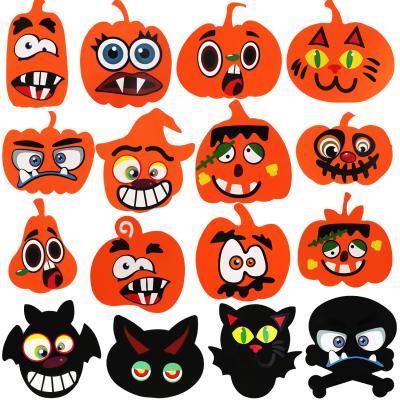 China Halloween Window Clings Halloween EVA Foam Pumpkin Decoration Expression, Halloween Stained Glass Decoration for sale