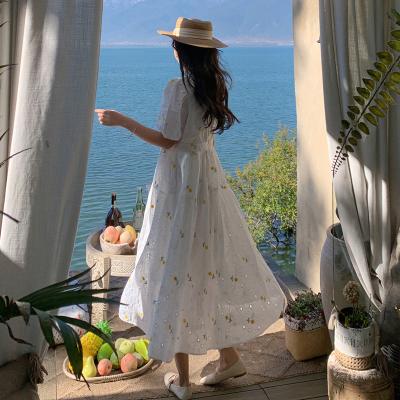 China New Vintage Oversize Women's Long Lasting Millimeter Dress Korean Pregnant Women Wear Girl French Embroidery Dress for sale