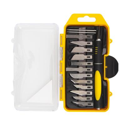 China Multifuction Tool Kit Factory Price 16pc Hobby Knife Set Engrave DIY Art Craft Hobby Exacto Cutter Carving Precision Hobby Knife Set for sale