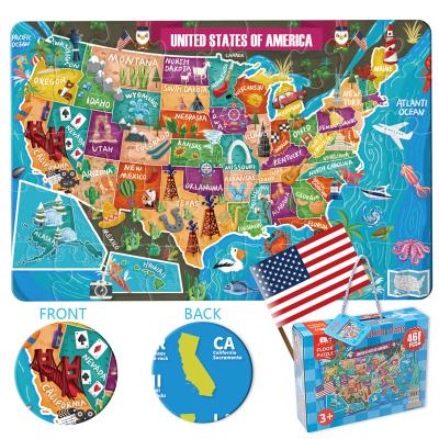 China Eco-friendly and Recycle Material Miniwhale 46pcs USA Map Jigsaw Floor Cardboard Eco-friendly Paper Puzzles Great for Kids for sale