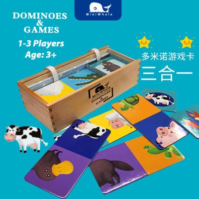 China 3 in 1 Marine Life Sea Animals Puzzles Toy Matching Memory Dominoes Games for recognition for kids play for sale