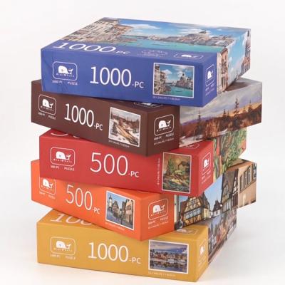 China Eco-friendly Materia Paper Free Sample Jigsaw Puzzle Makers Custom Custom Puzzles 1000 500 300 For Adult Pieces for sale