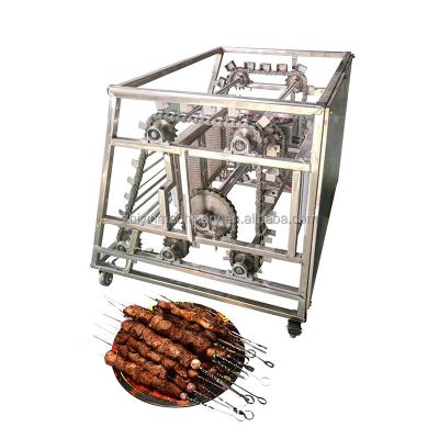 China Automatic Lpg BBQ Machine Adjustable Height Heating 65 104 Strings Flip Grill Machine Automatic BBQ Stick Batch BBQ Machine for sale