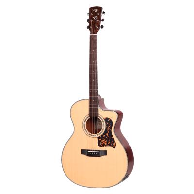 China SAGA OEM lightweight new design 40/41 inch solid sitka matte/satin finish top solid sitka wholesale price flawless cut high quality electric guitar for sale