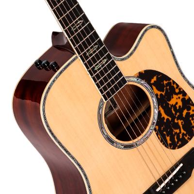 China Mahogany SAGA New Design 41 Inch Left Hand Acoustic Electric Guitar Classic Solid Fir Top Mahogany Wood At Very Cheap Price for sale