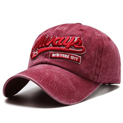 China COMMON High Quality 3D Embroidery Logo Hat Washed Baseball Cap Black Navy Red Color Hat for sale