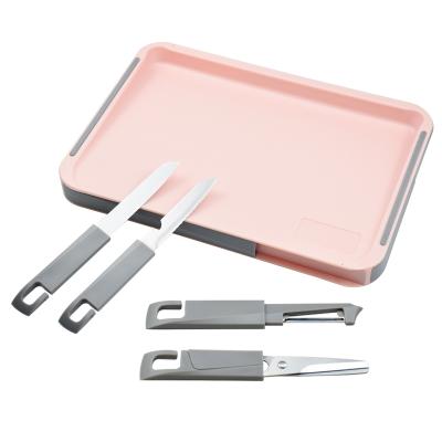 China Wholesale New Viable Factory Design Kitchen Chopper Plastic Cutting Board With Knife Set for sale