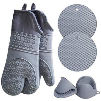 China CLASSIC Gloves For Anti Slip Baking Heat Resistant Custom Factory Wholesale Silicone Gloves Set Oven Mitts Pot Holder for sale