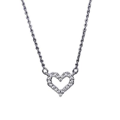 China New Crystal Love Heart Necklaces Rose Gold Hiphop Delicate Heart Rhinestone Pendant Necklace For Girls for sale