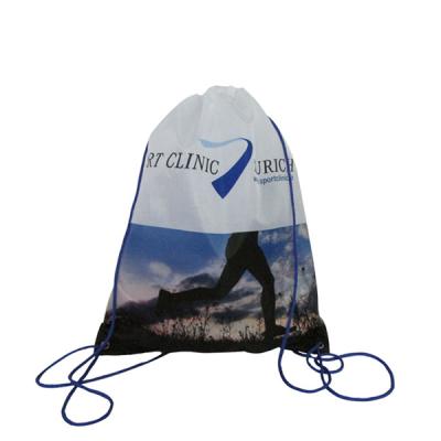 China Custom Logo Drawstring Printed Polyester Gym Rope Handle Bags Waterproof Gymsack Polyester Training Drawstring Bag With Logo for sale