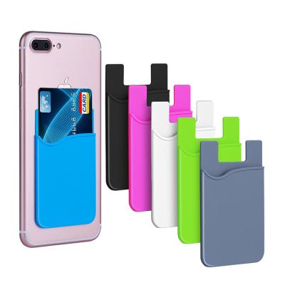 China Fast Delivery 3M Adhesive Sticker Phone Wallet Rubber Silicone Soft Low MOQ Credit Card Holder for sale