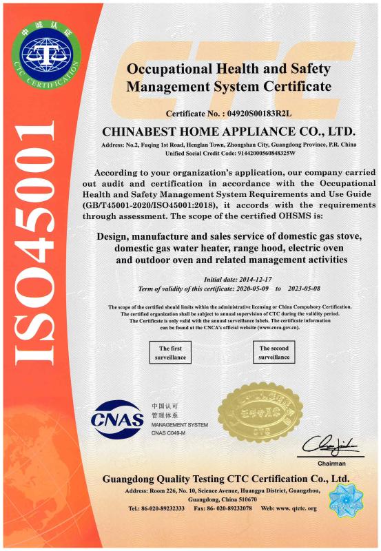 ISO45001 - Chinabest Home Appliance Co., Ltd.