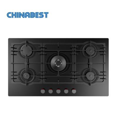 China Hot Selling Ceramic / Glass 90 cm 5 Burner Cast Iron Gas Stove Hob for sale